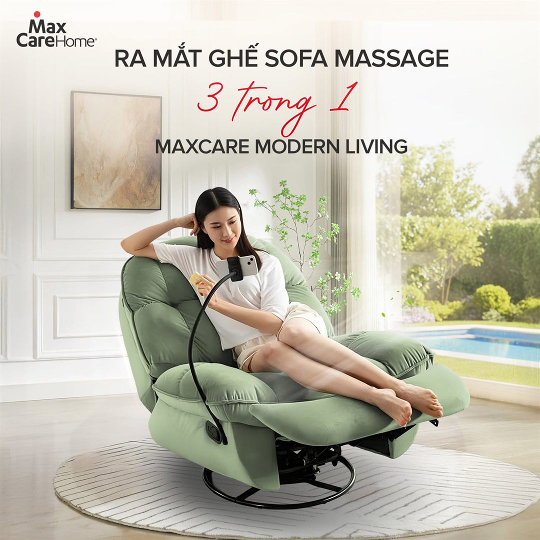 Ghế massage dáng sofa đặt trong căn hộ hiện đại